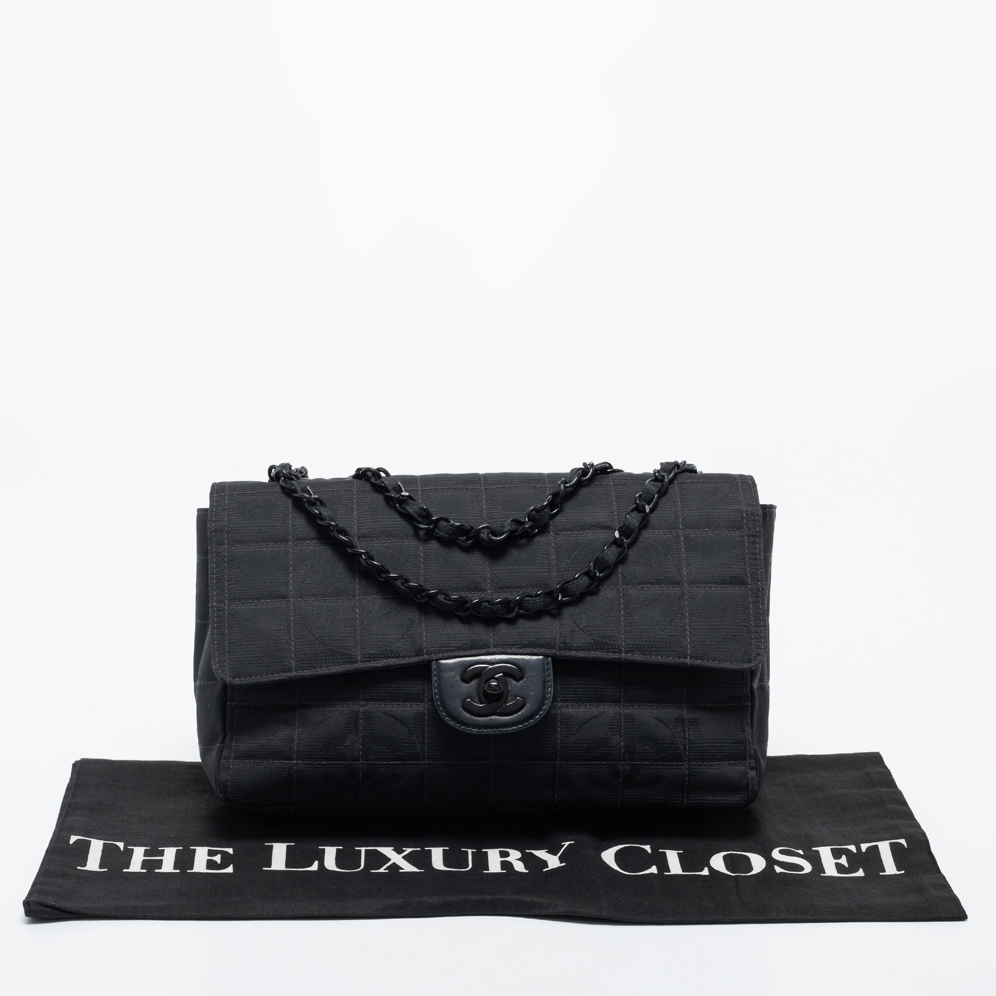 Chanel Black Nylon Travel Line Flap Bag Chanel