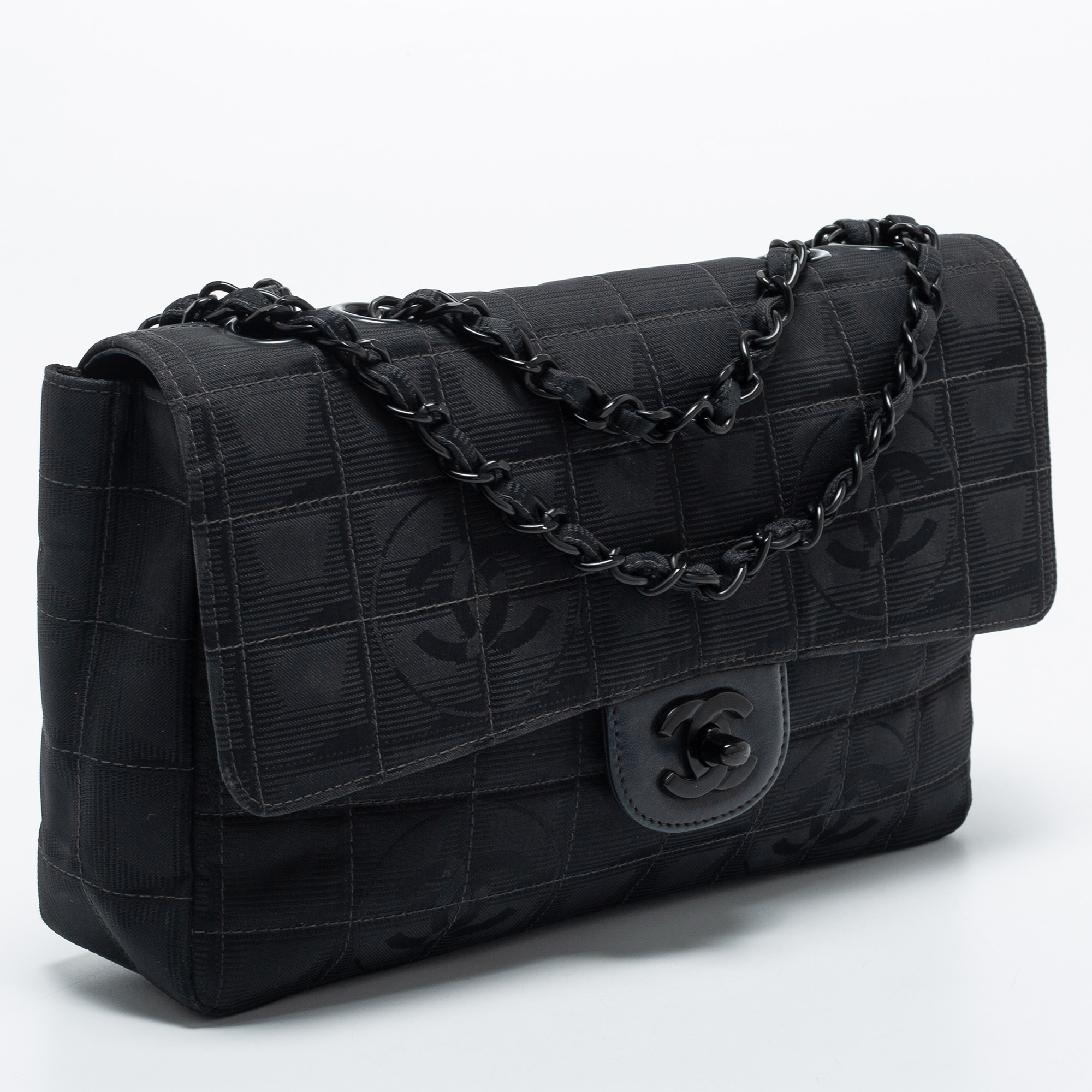 Chanel Black Nylon Travel Line Flap Bag Chanel