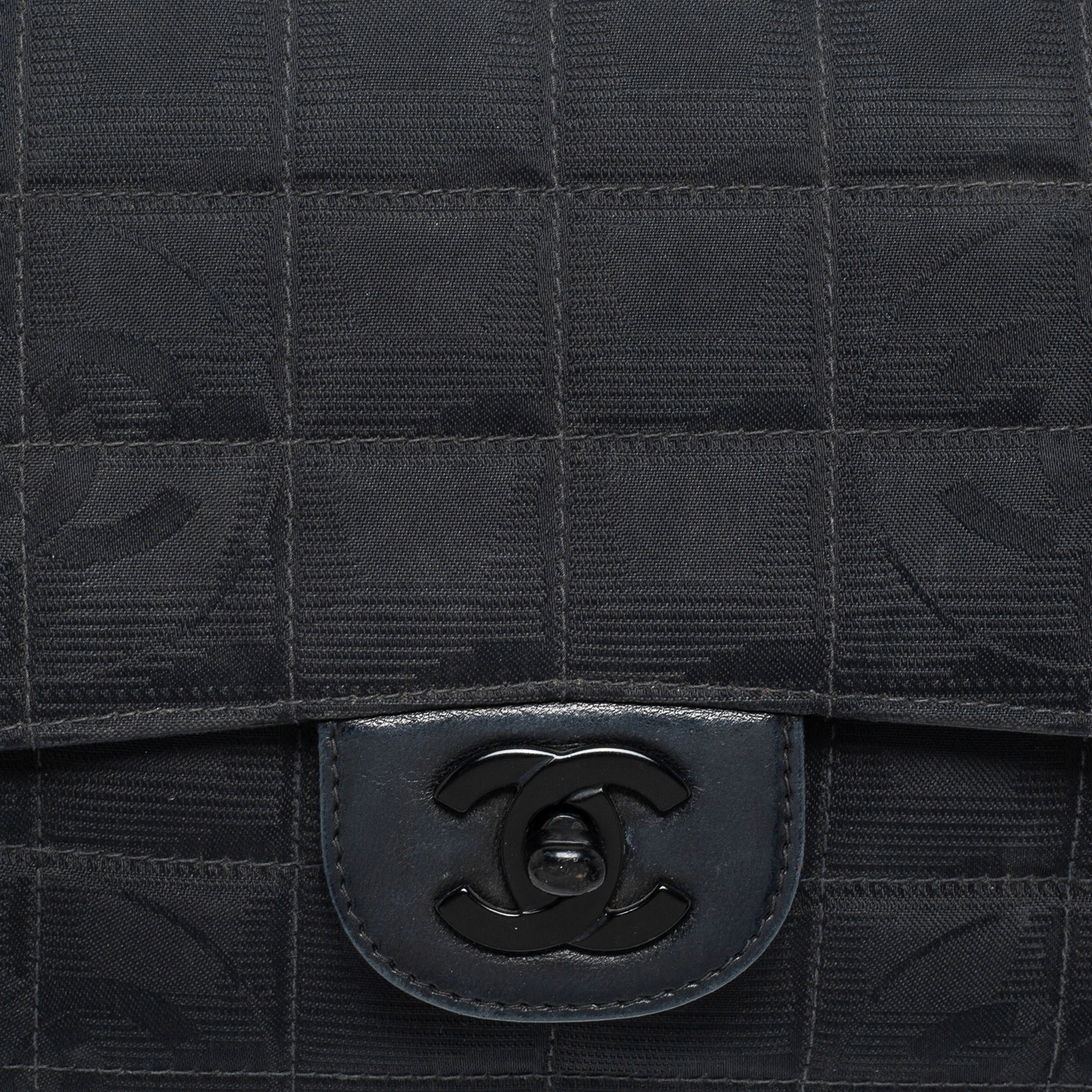 Chanel Black New Travel Line East West Nylon Flap Bag Metal Cloth  ref.313967 - Joli Closet