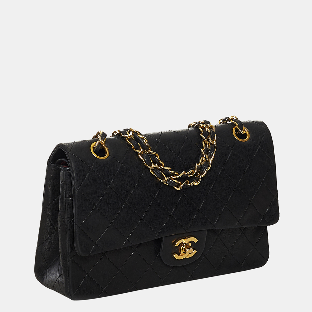 

Chanel Black Classic Medium Lambskin Leather Double Flap Bag