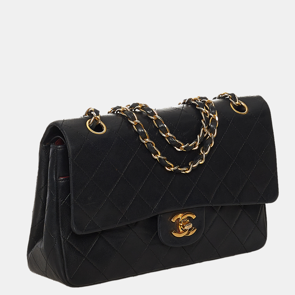 

Chanel Black Classic Small Lambskin Leather Single Flap Bag