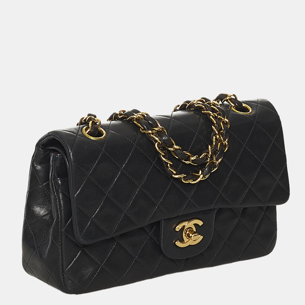 

Chanel Black Small Classic Lambskin Leather Double Flap Bag