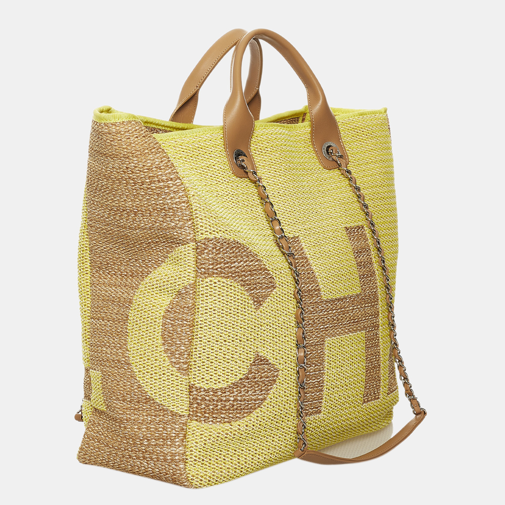 

Chanel Yellow 2019 Large Deauville Logo Chain Tote