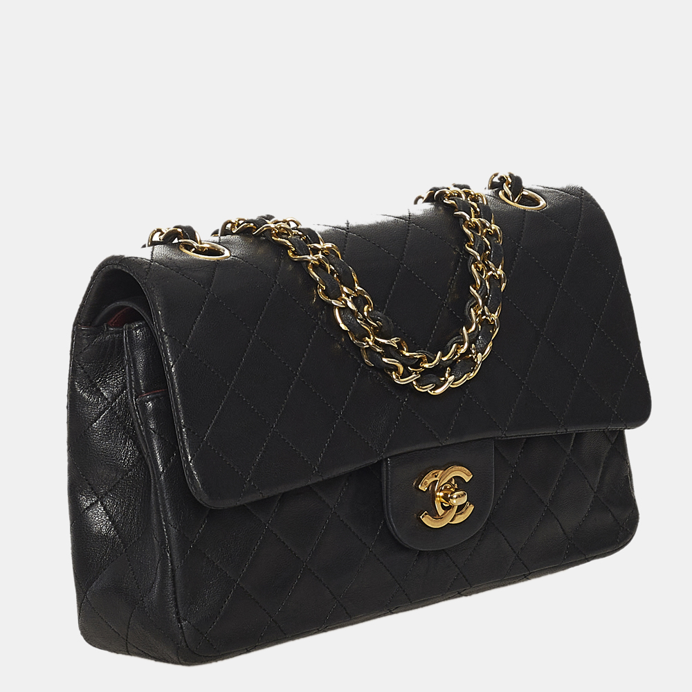 

Chanel Black Medium Classic Lambskin Leather Double Flap Bag