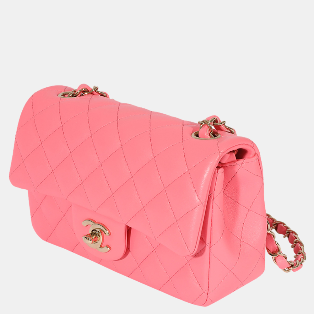 

Chanel Pink Lambskin Leather 2022 Mini Rectangular Flap