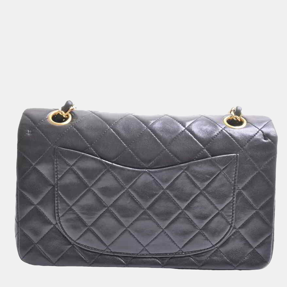 

Chanel Black Lambskin Leather  Classic Double Flap Shoulder Bag