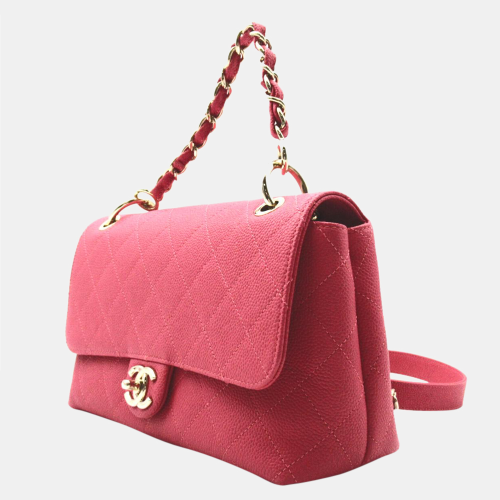 

Chanel Red Matelasse Two-Way Chain Flap Bag, Pink