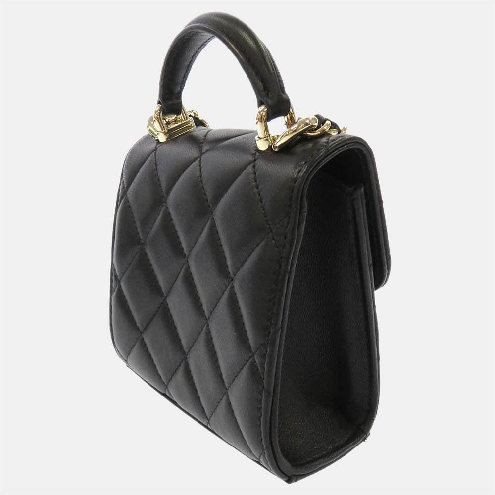 

Chanel Black Lambskin Leather CC Top Handle Mini Shoulder Bag