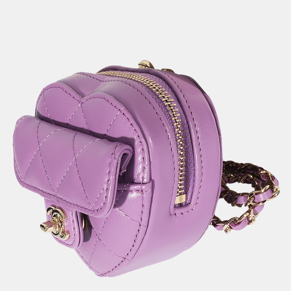 

Chanel Purple Lambskin Leather CC Heart Coin 2022 Shoulder Bag