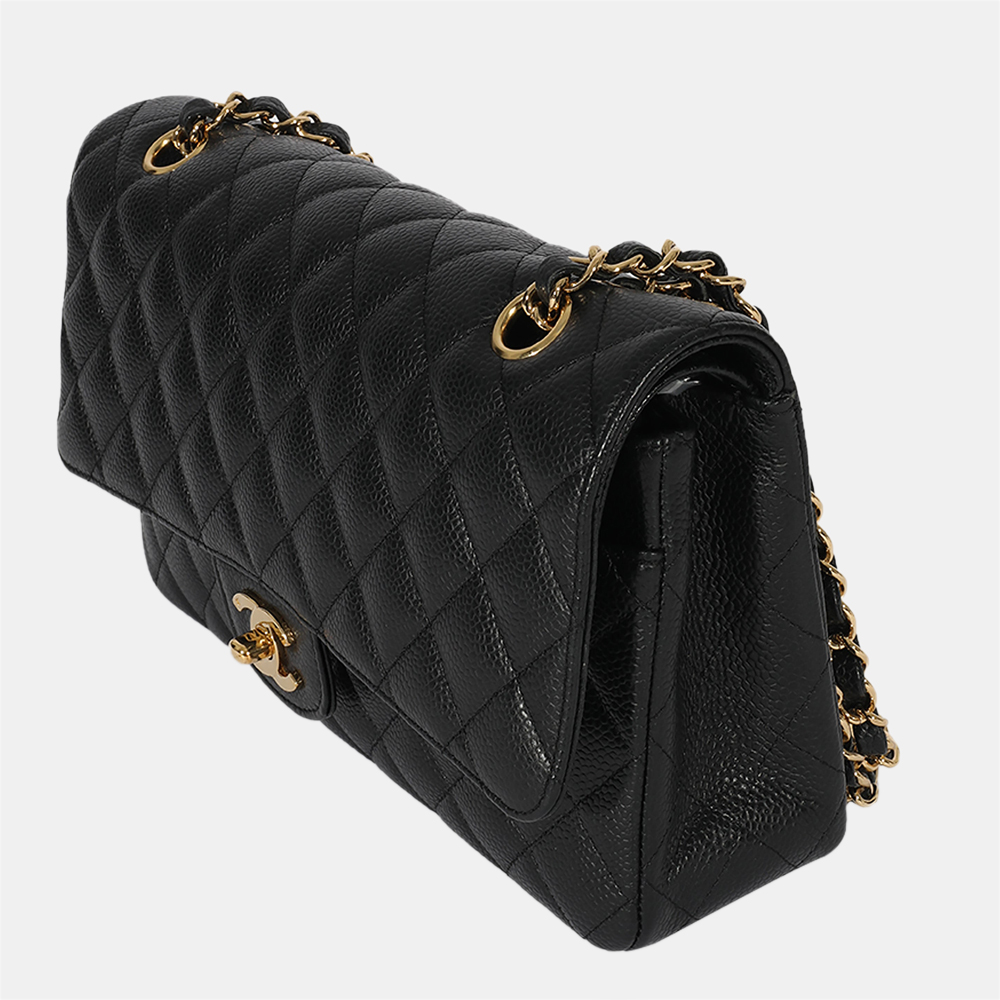 

Chanel Black Quilted Caviar Leather  Classic Double Flap 2008 Shoulder Bag