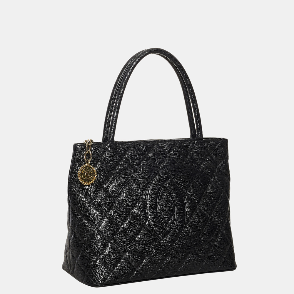 

Chanel Black Caviar Medallion Tote Bag