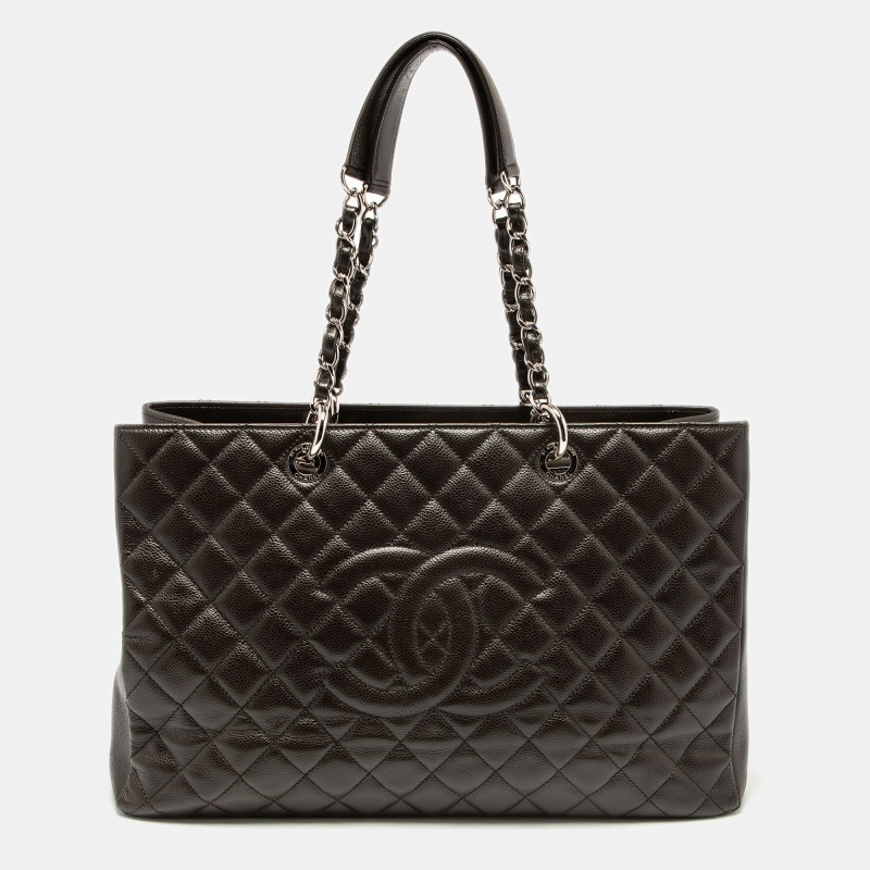 مملوكة مسبقًا Chanel Dark Brown Quilted Caviar Leather GST Tote
