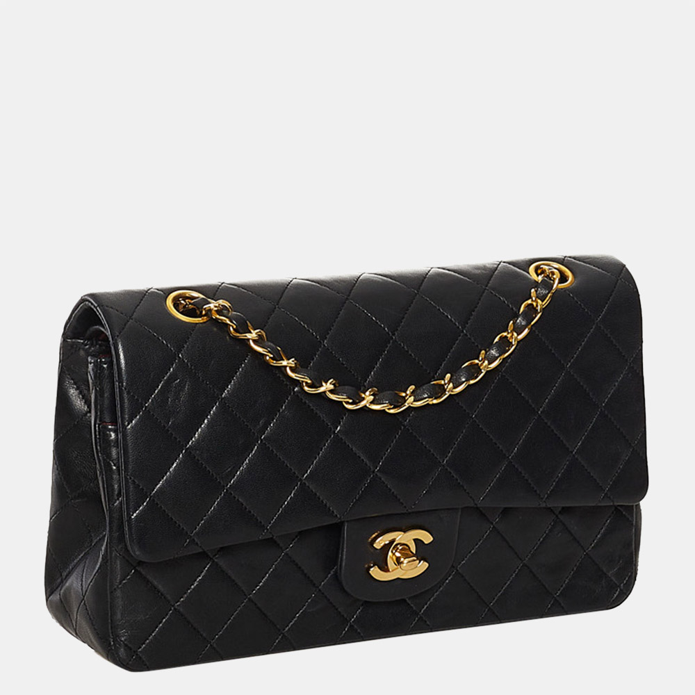 

Chanel Black Classic Medium Lambskin Leather Double Flap Bag