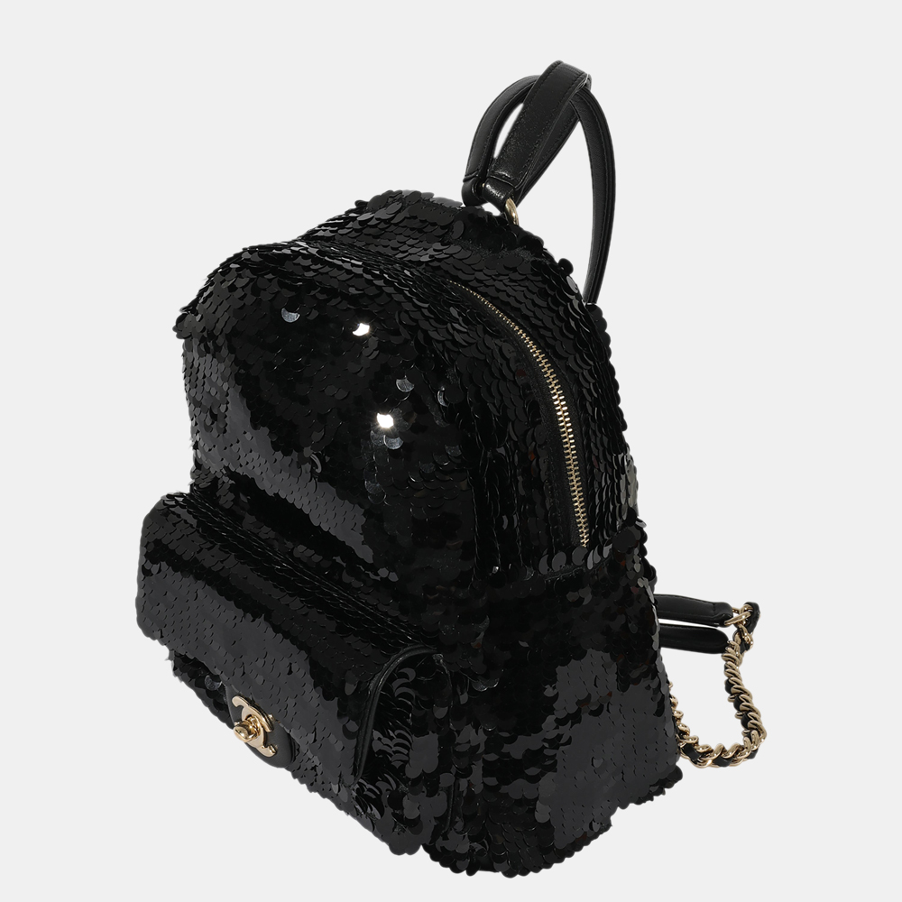 

Chanel Black Leather Sequin & Lambskin Small CC 2018 Backpack