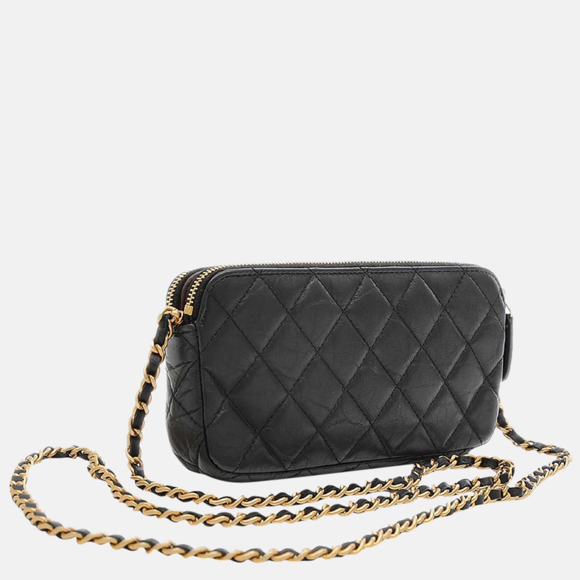 

Chanel Black Leather Reissue 2.55 Double Zip Chain Clutch Bag