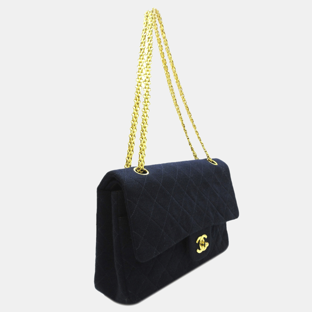 

Chanel Blue Medium Jersey Double Flap Bag