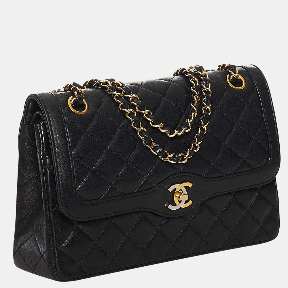 

Chanel Black Paris Limited Edition Lambskin Double Flap Bag