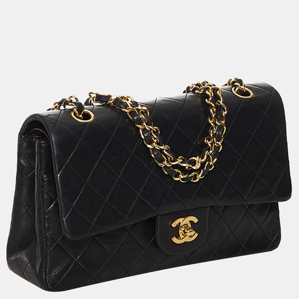 

Chanel Black Medium Classic Lambskin Leather Double Flap Bag