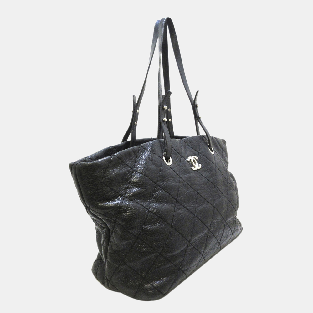 

Chanel Black On The Road Leather Tote Bag