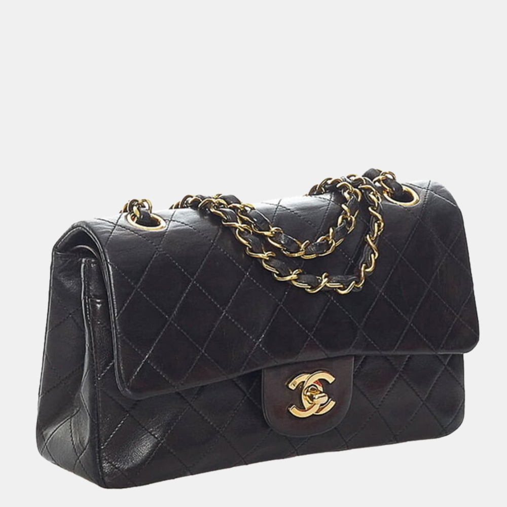 

Chanel Black Lambskin Leather Classic Double Flap Shoulder Bag