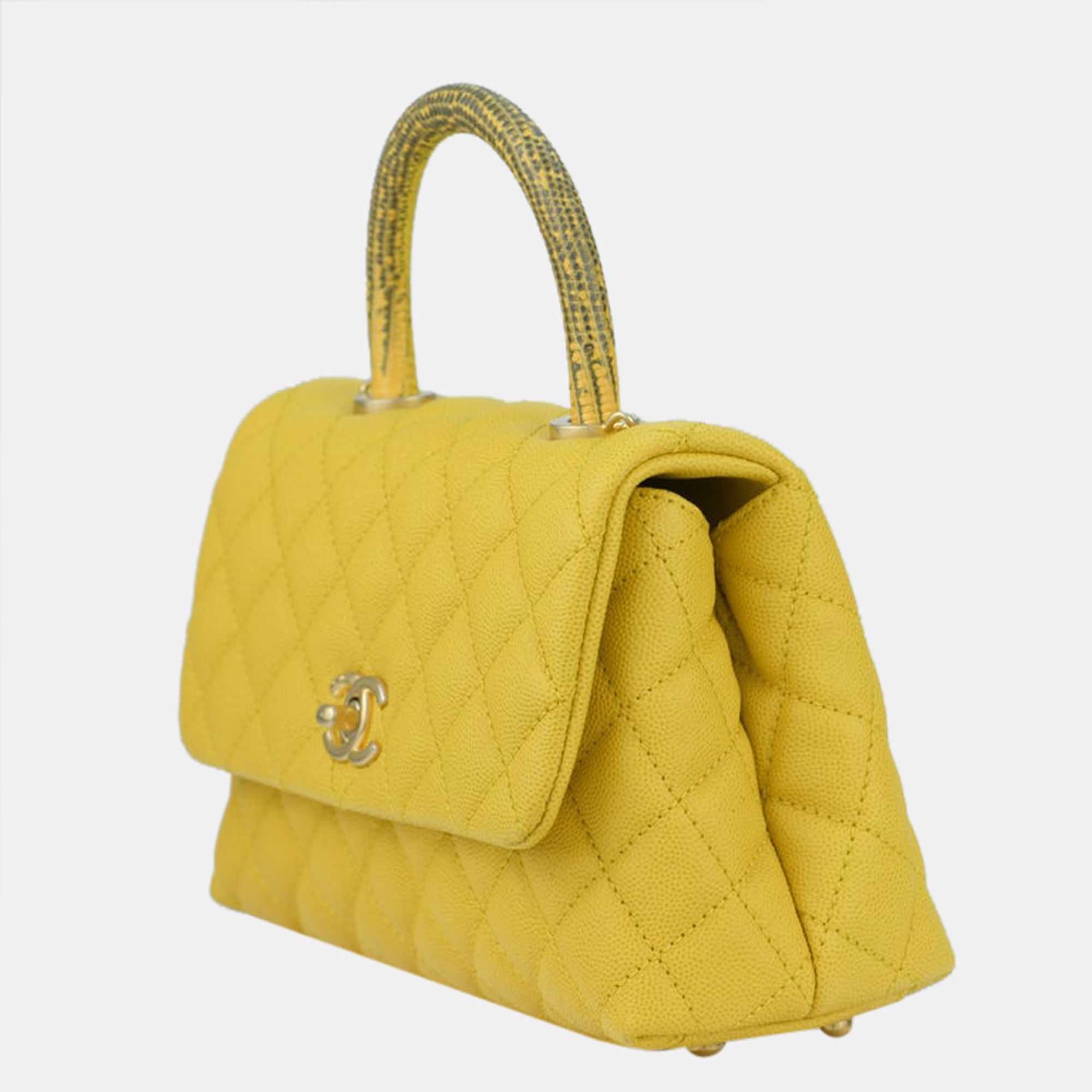 

Chanel Yellow Small Canary Caviar Quilted COCO Flap Bag