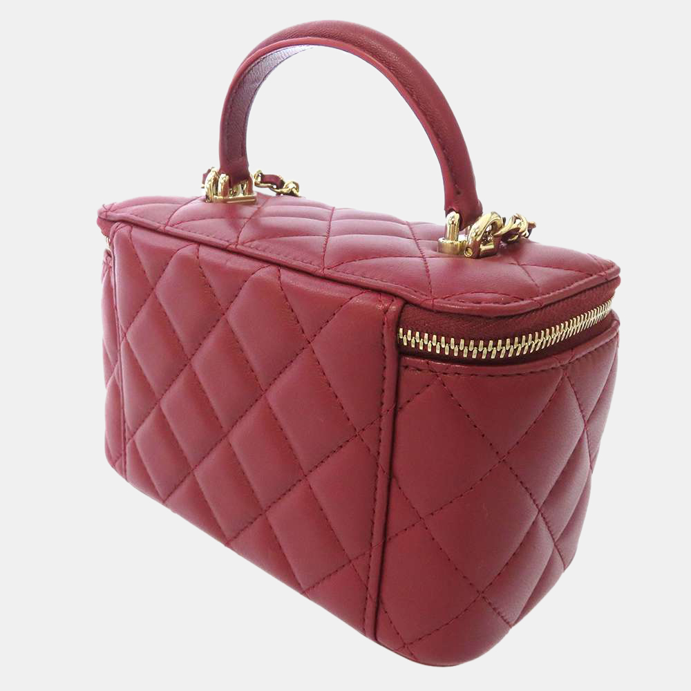 

Chanel Red Lambskin Leather Small Vanity Case Shoulder Bag
