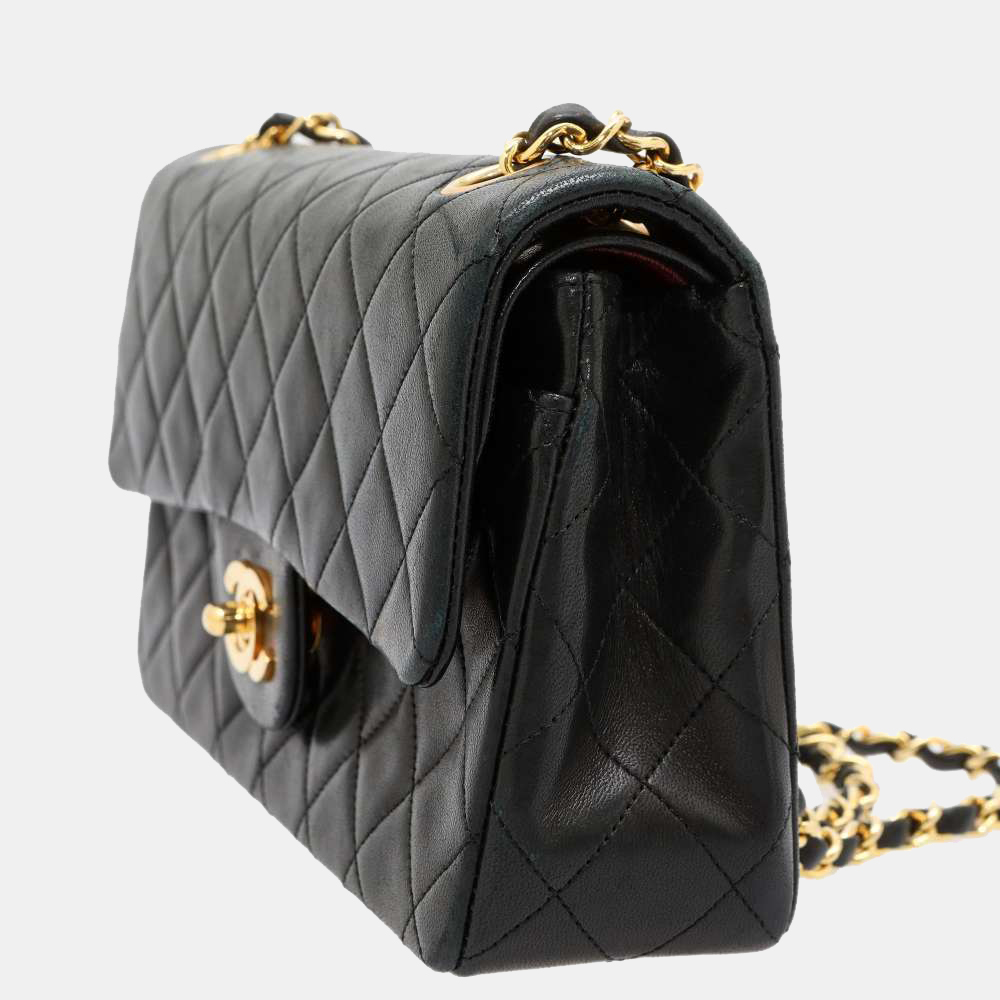 

Chanel Black Lambskin Leather  Double Flap Shoulder Bag