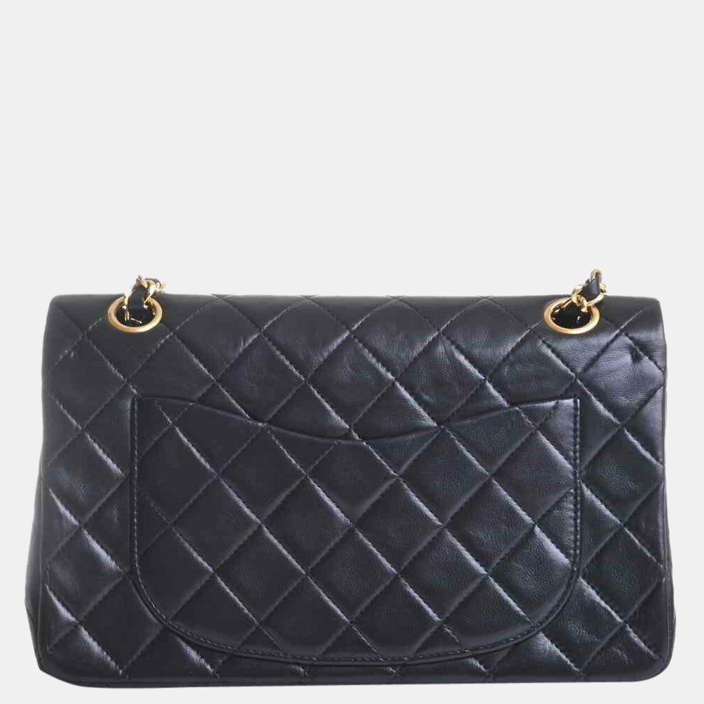 

Chanel Black Lambskin Leather  Classic Double Flap Shoulder Bag