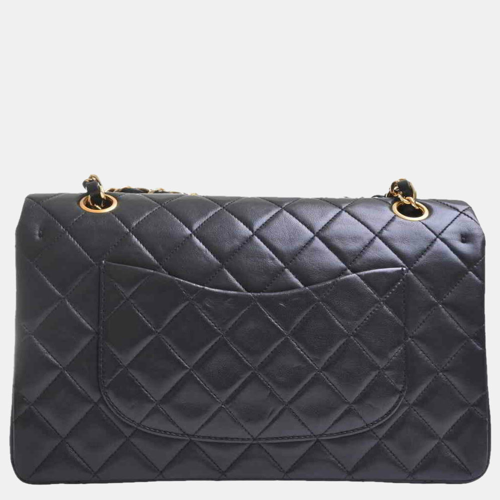 

Chanel Black Lambskin Leather  Classic Double Flap Shoulder Bag