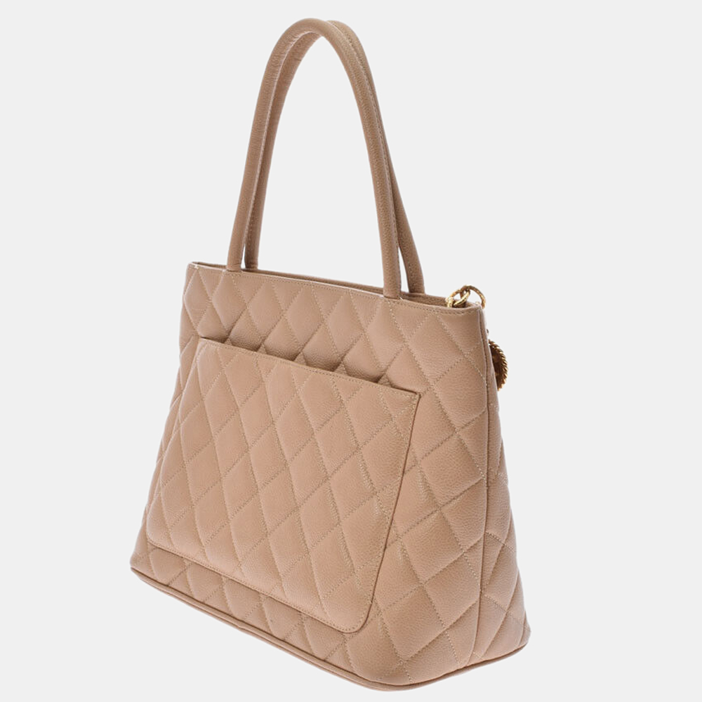 

Chanel Beige Caviar Leather Medallion Tote Bag