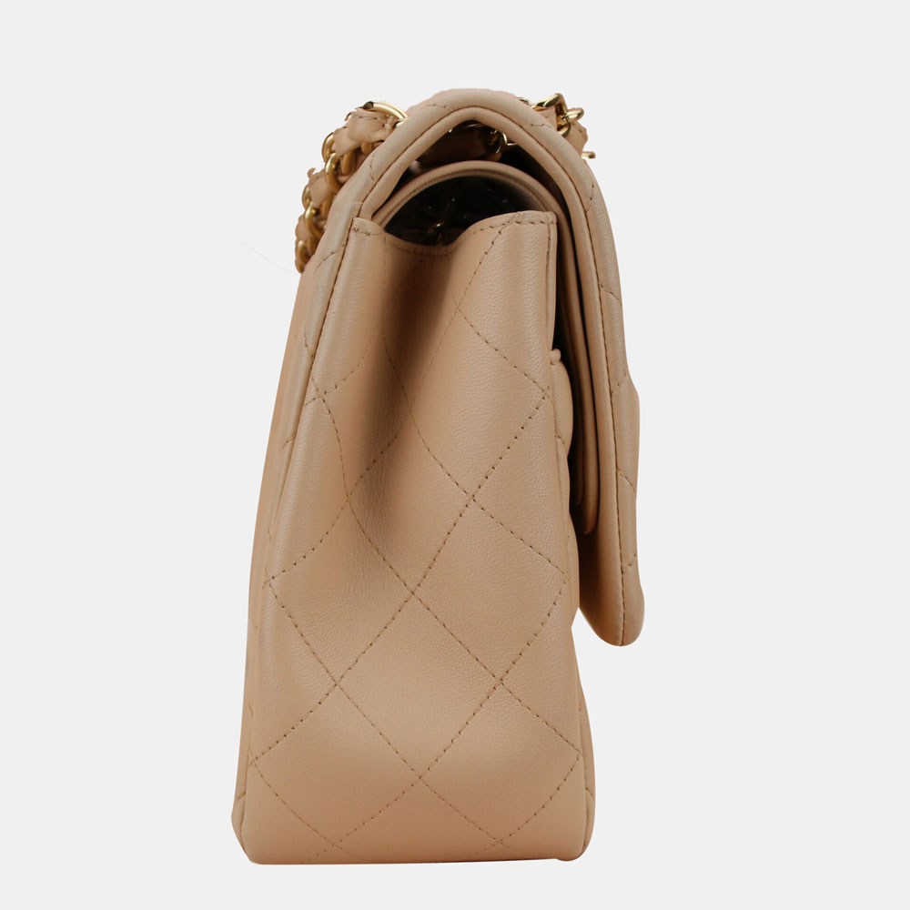 

Chanel Beige Lambskin Leather Classic Jumbo Double Flap 2012 Shoulder Bag