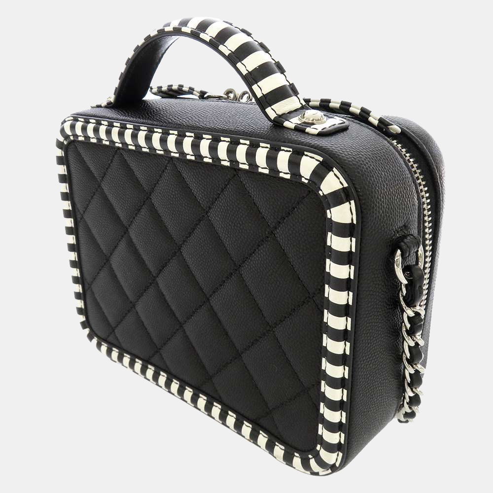 

Chanel Black/White Caviar Leather Small Vanity Filigree Shoulder Bag