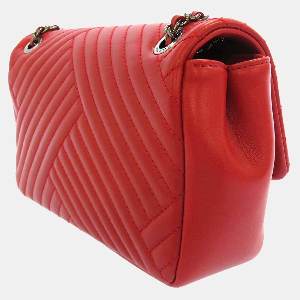 

Chanel Red Chevron Leather Flap bag