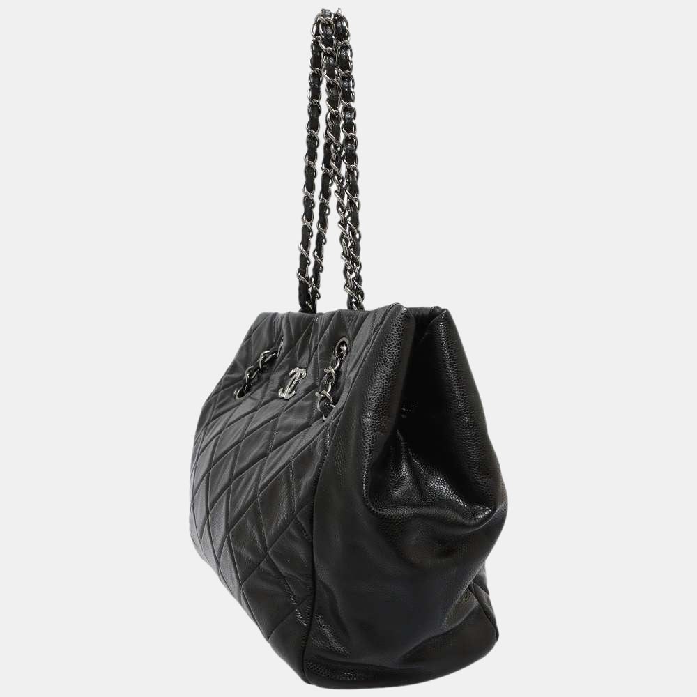 

Chanel Black Caviar Leather Matelasse Chain Tote Bag