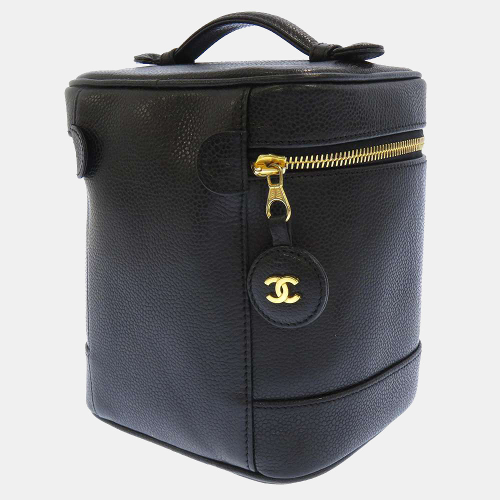 

Chanel Black Caviar Leather Vintage Vanity Top Handle Bag