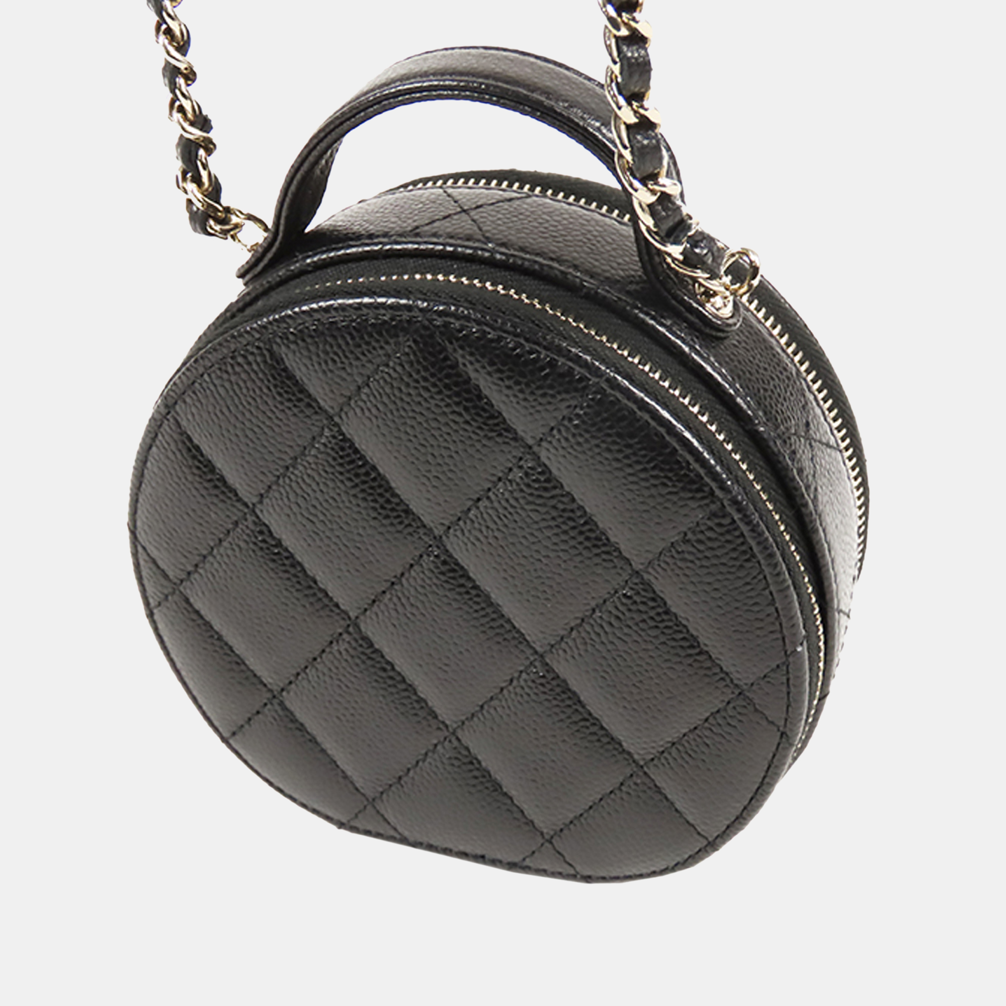 

Chanel Black CC Caviar Round Chain Crossbody Bag