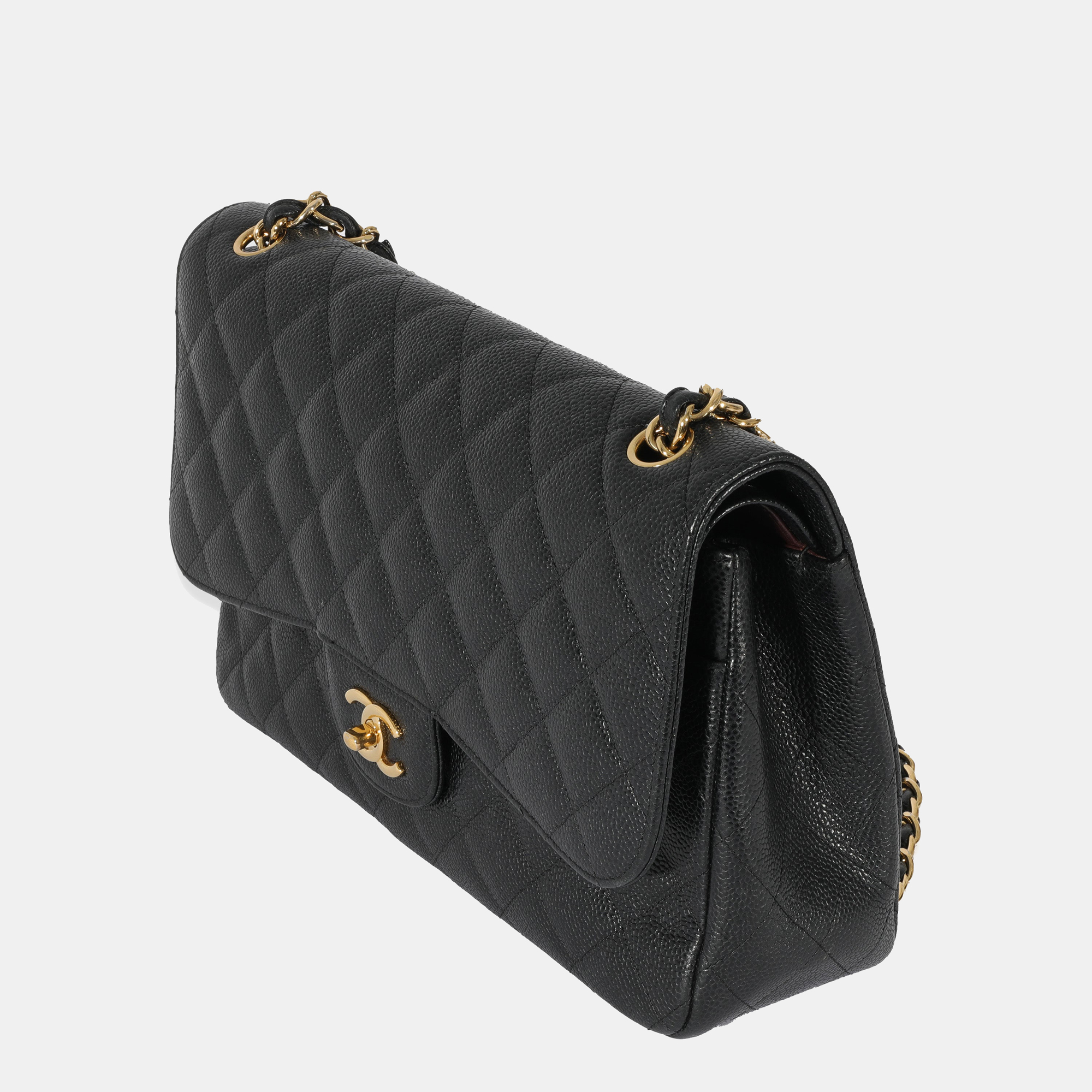 

Chanel Black Caviar Leather Classic Jumbo Double Flap Shoulder Bag