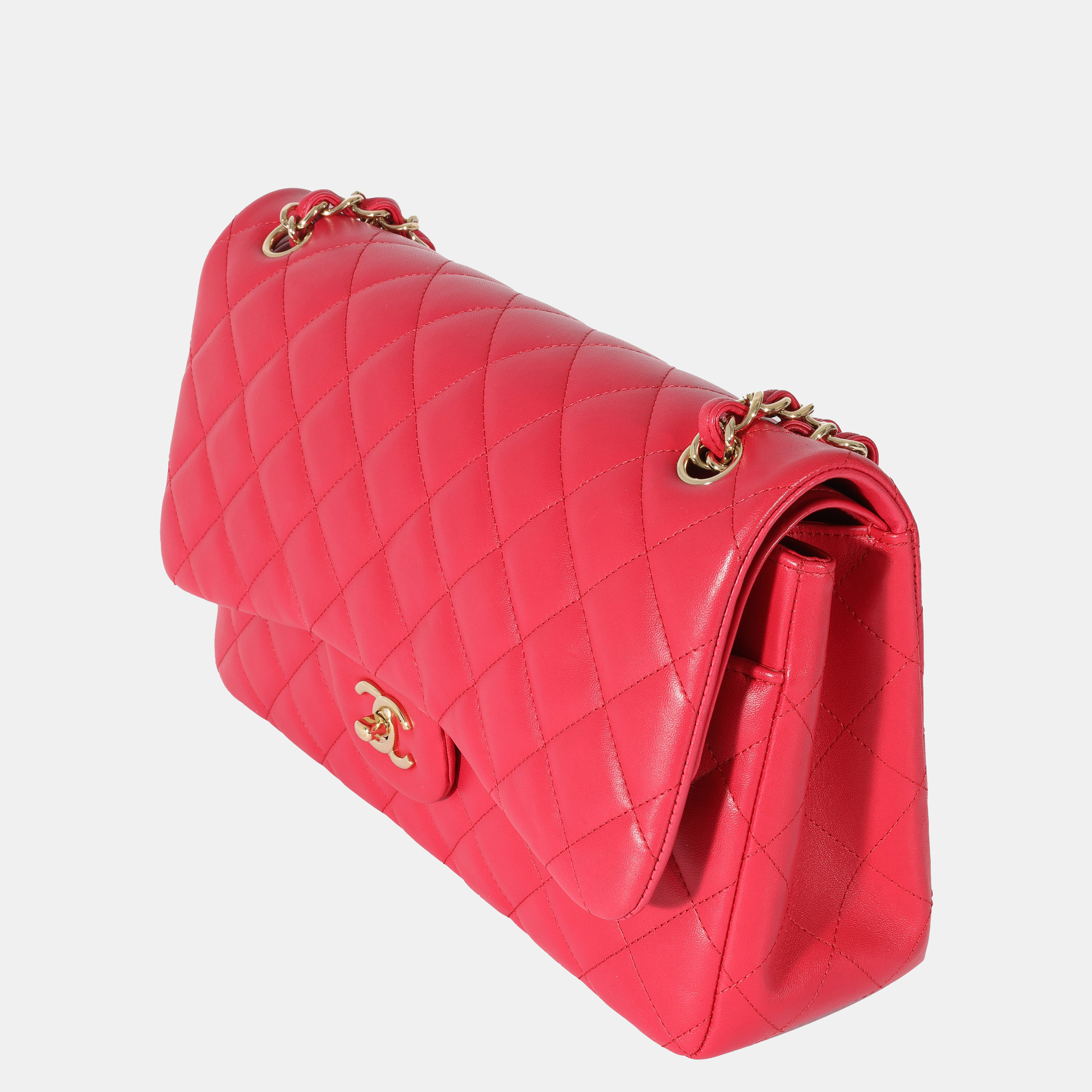 

Chanel Pink Lambskin Leather Classic Jumbo Double Flap 2016 Shoulder Bag