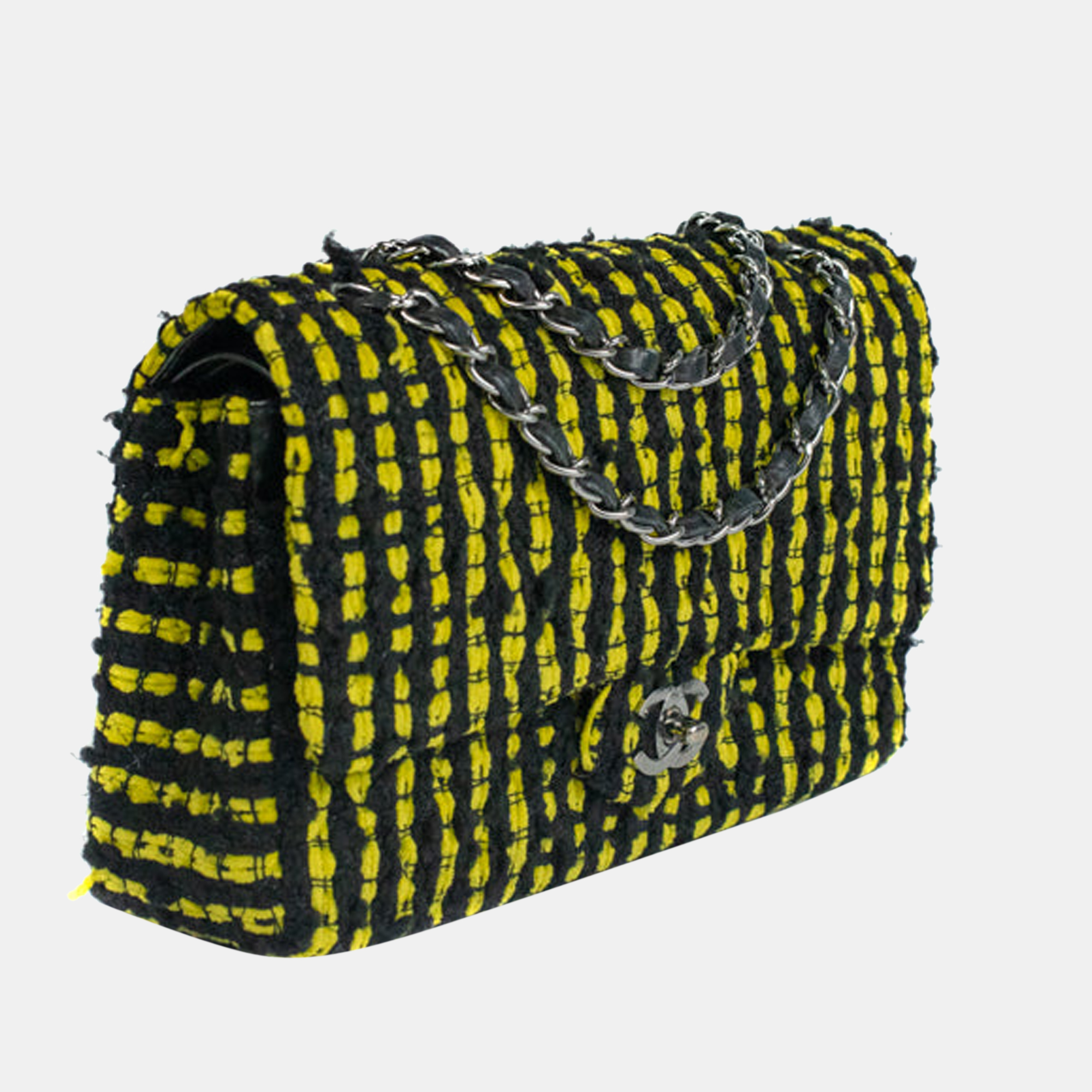 

Chanel Yellow/Black Tweed Flap Bag