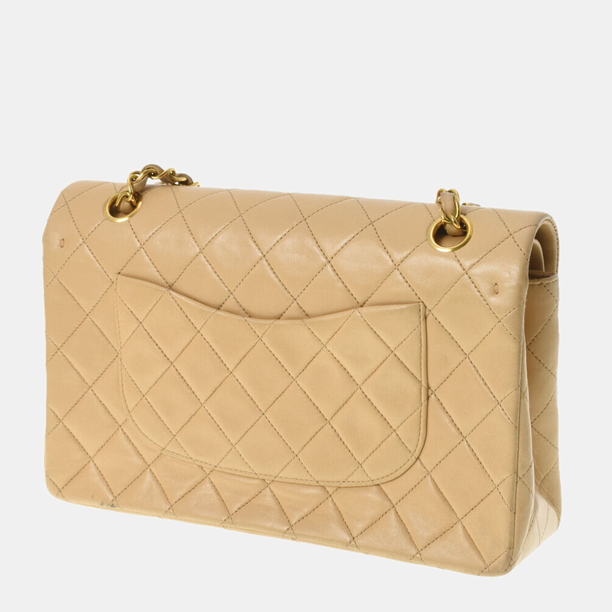 

Chanel Beige Lambskin Leather Classic Double Flap Bag