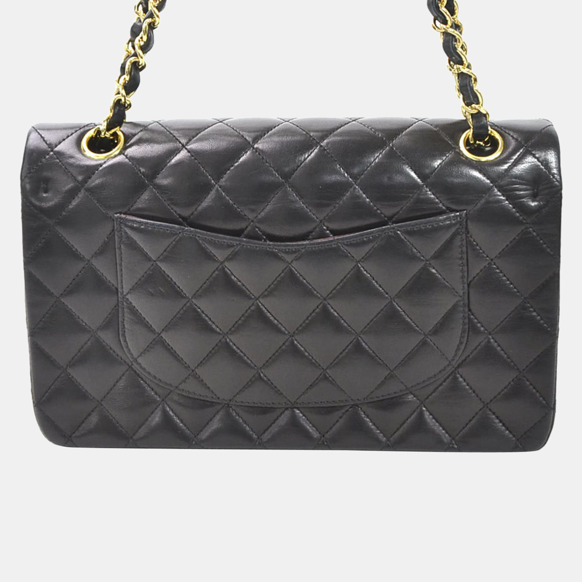 

Chanel Black Lambskin Leather  Classic Double Flap Shoulder Bag