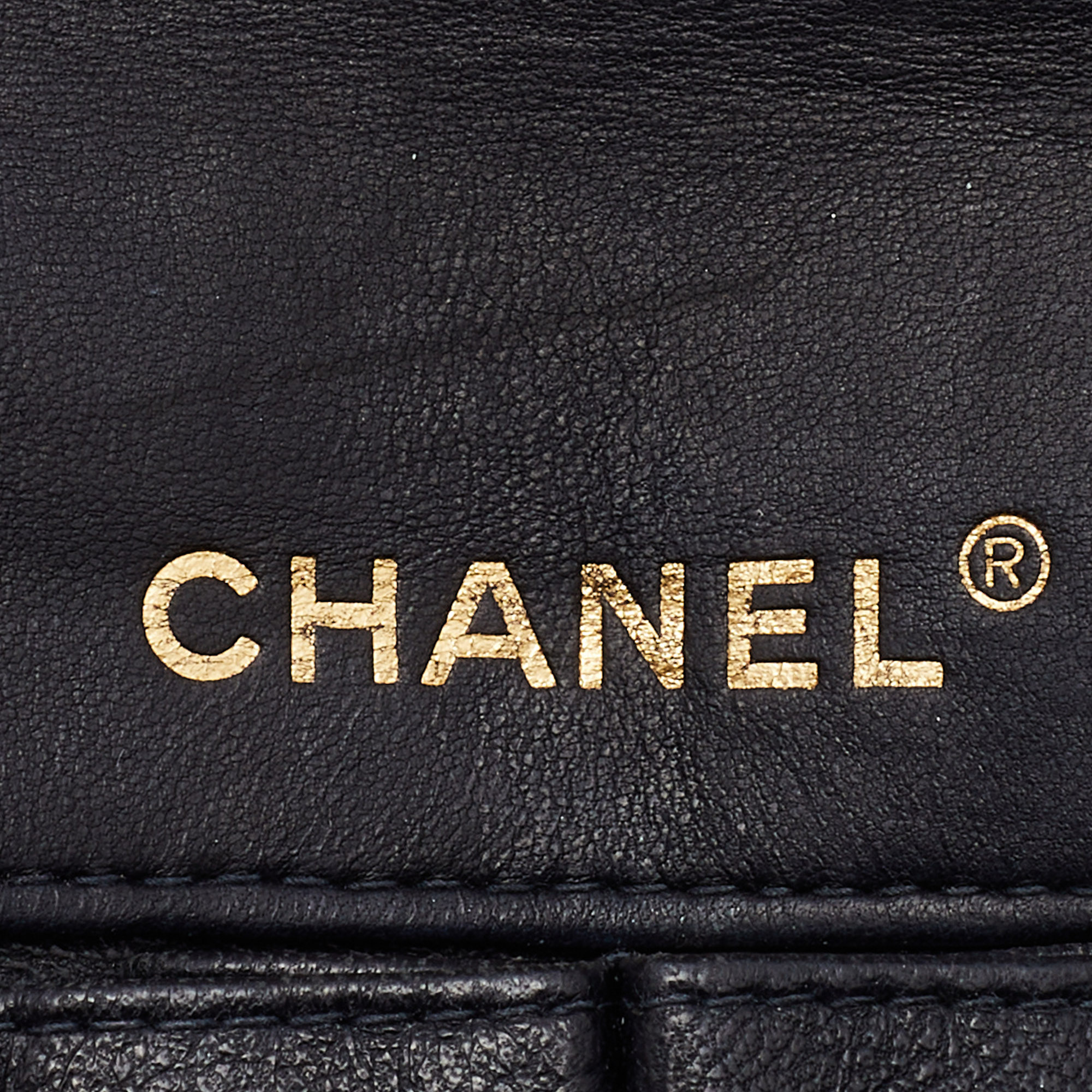 Black Chanel Leather Bag with Leather Logo — Harriett's Closet