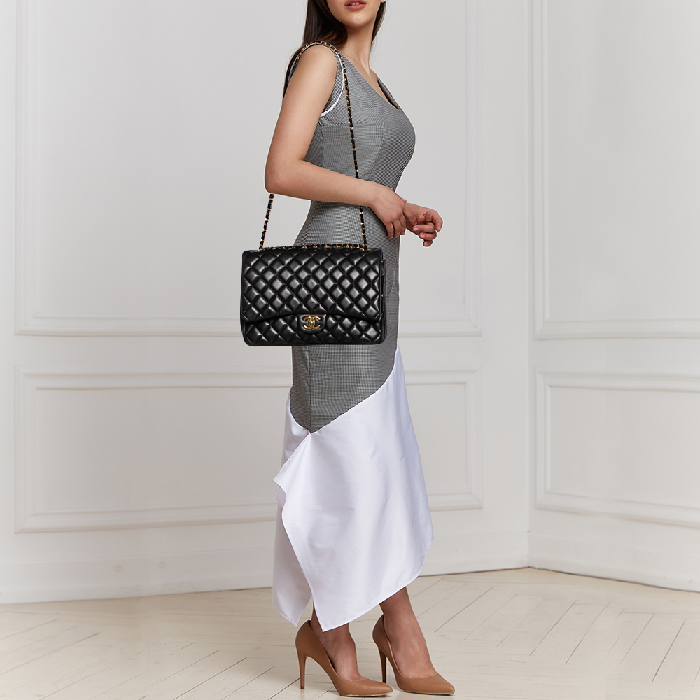 

Chanel Black Quilted Leather Maxi Classic Double Flap Bag
