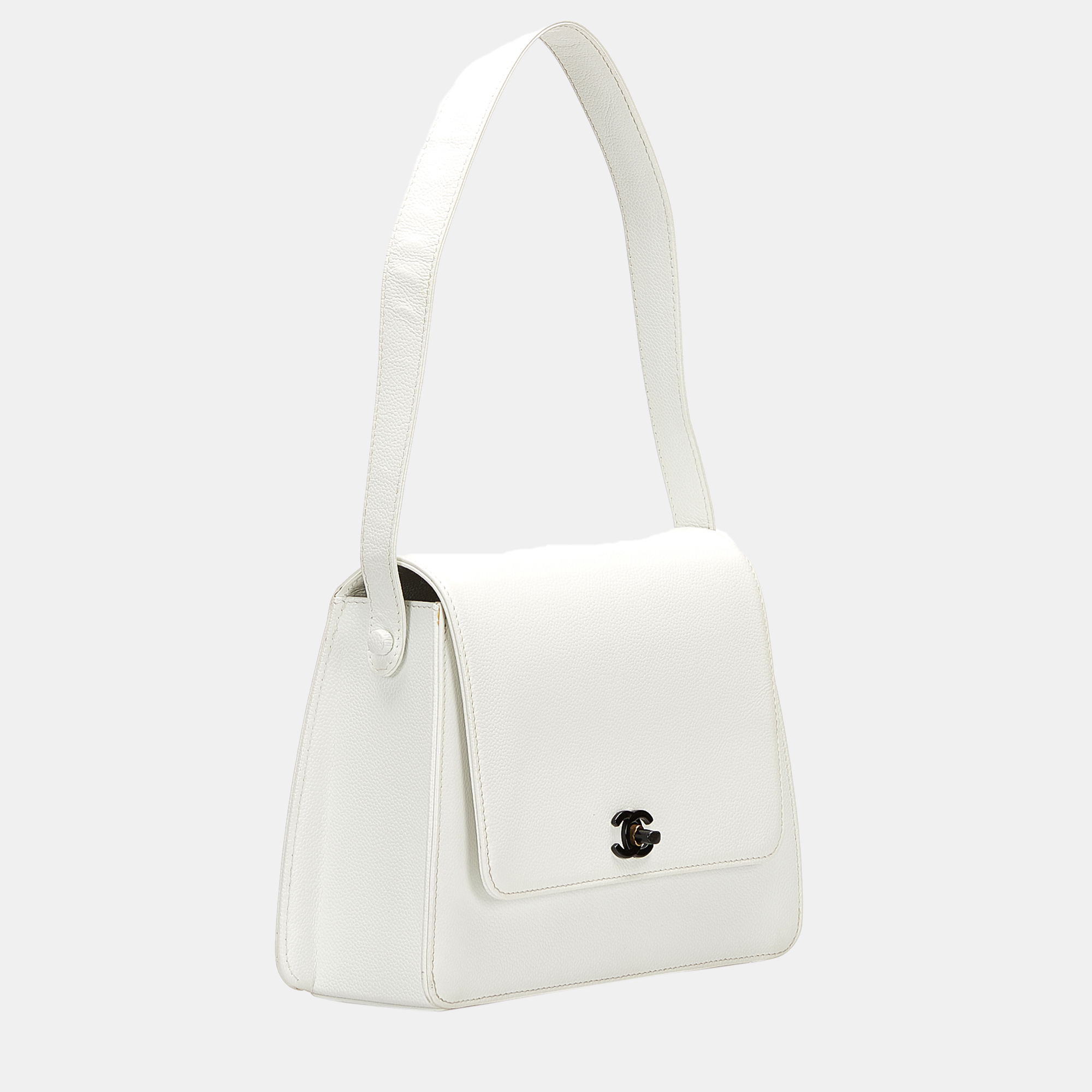 

Chanel White Caviar Flap Shoulder Bag