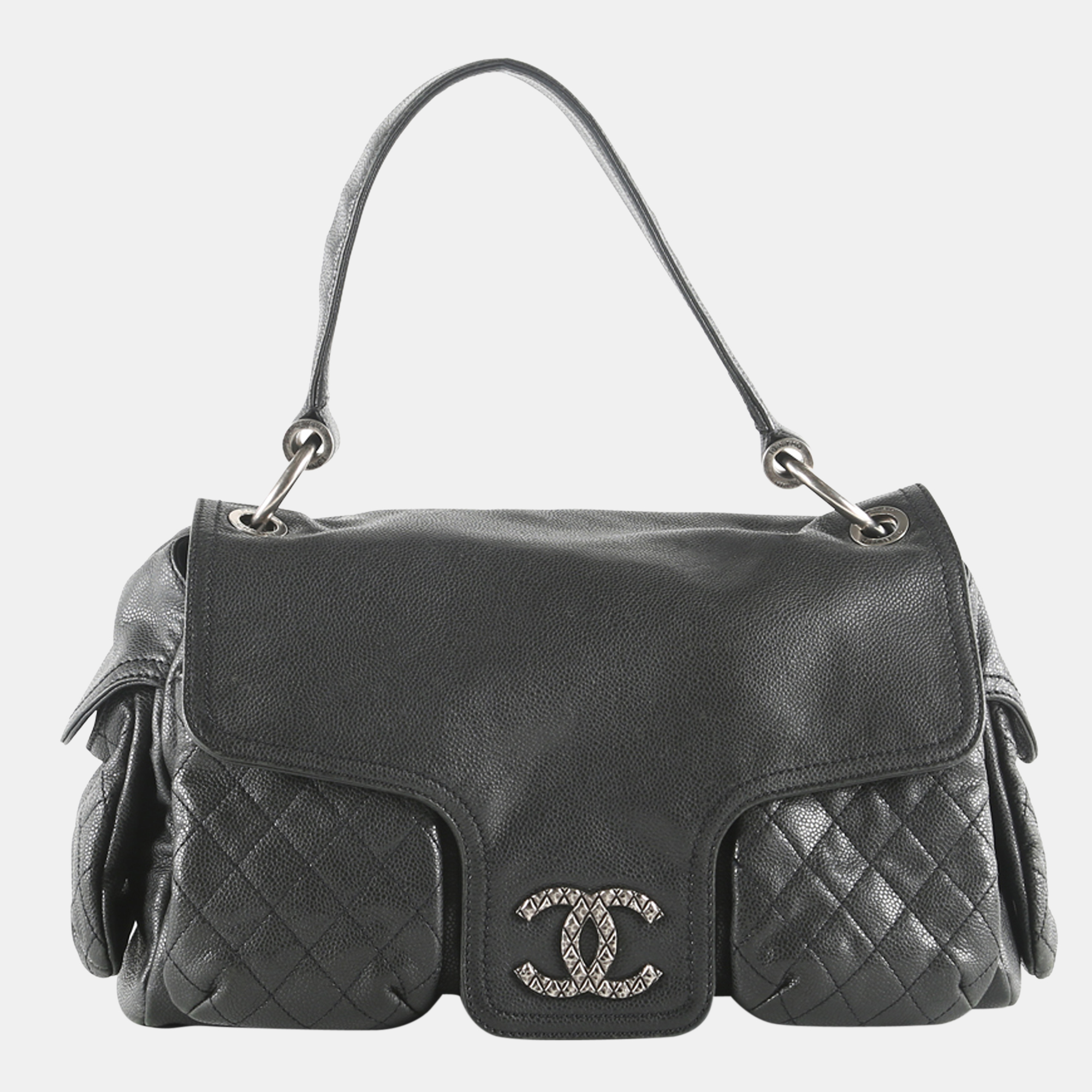 Pre-owned Chanel Black Caviar Leather Rue Cambon Multi Pockets Shoulder Bag