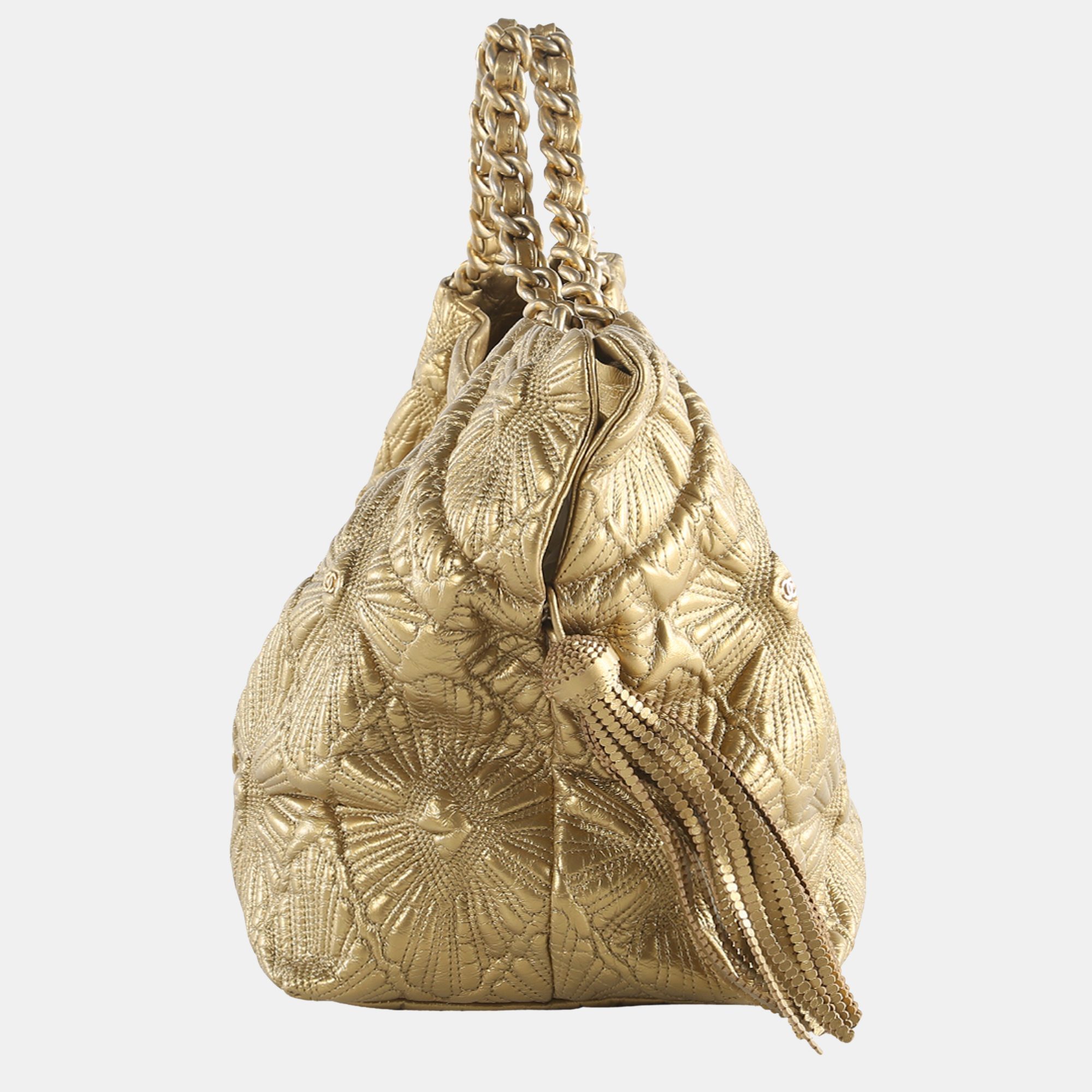 

Chanel Gold Calfskin Leather Embroidered Ca D'Oro Tote Bag