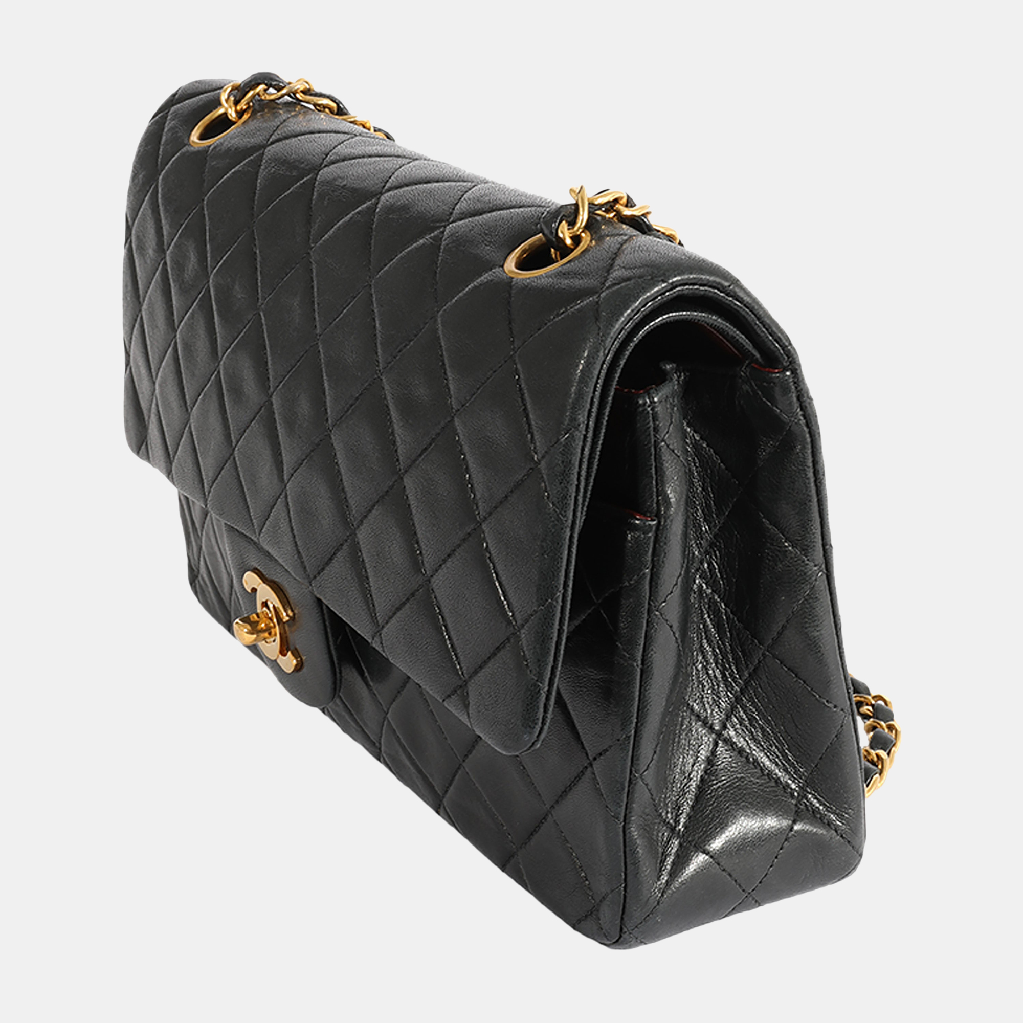 

Chanel Vintage Black Quilted Lambskin Medium Classic Double Flap Bag