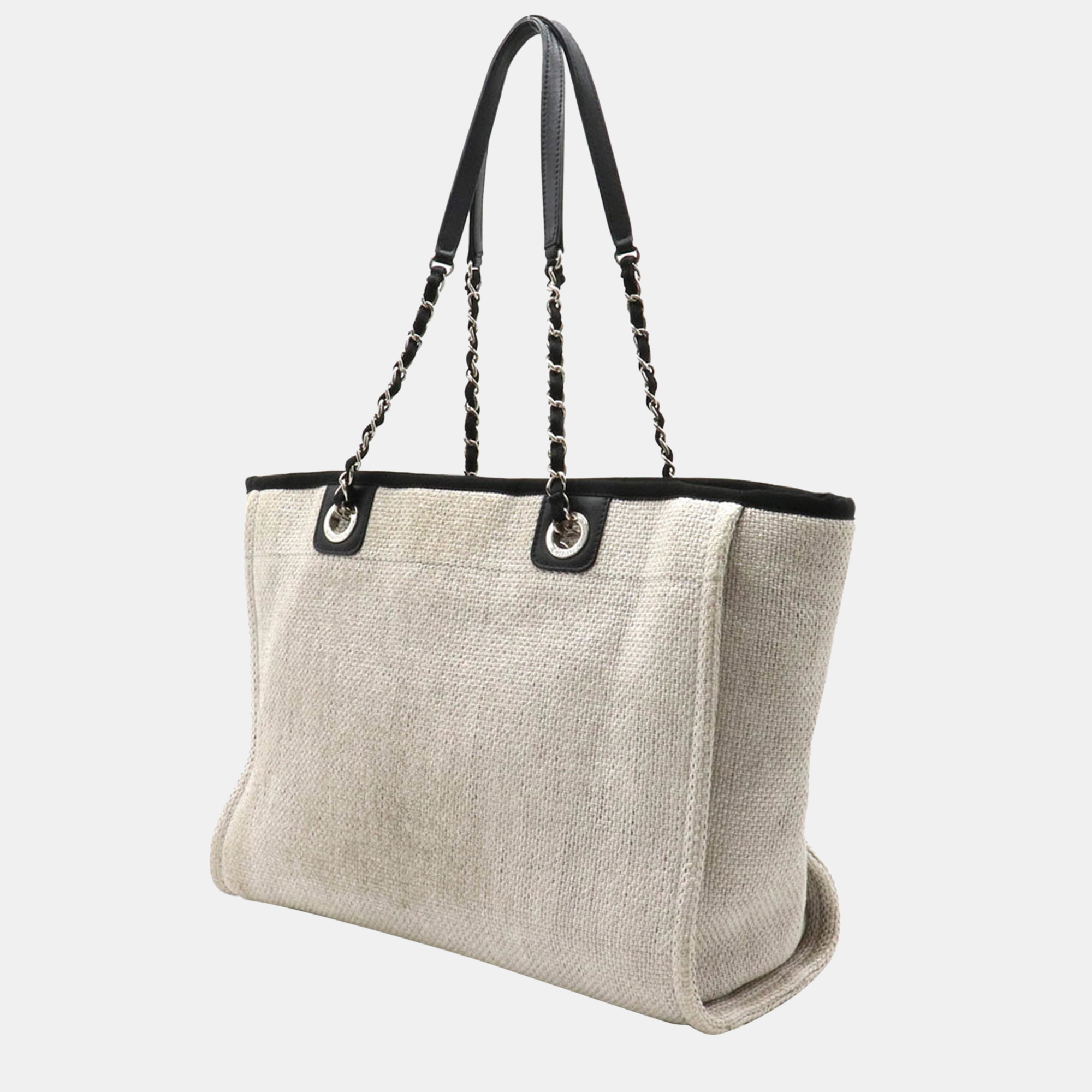 

Chanel Black/Grey Canvas Leather  Deauville Tote Bag
