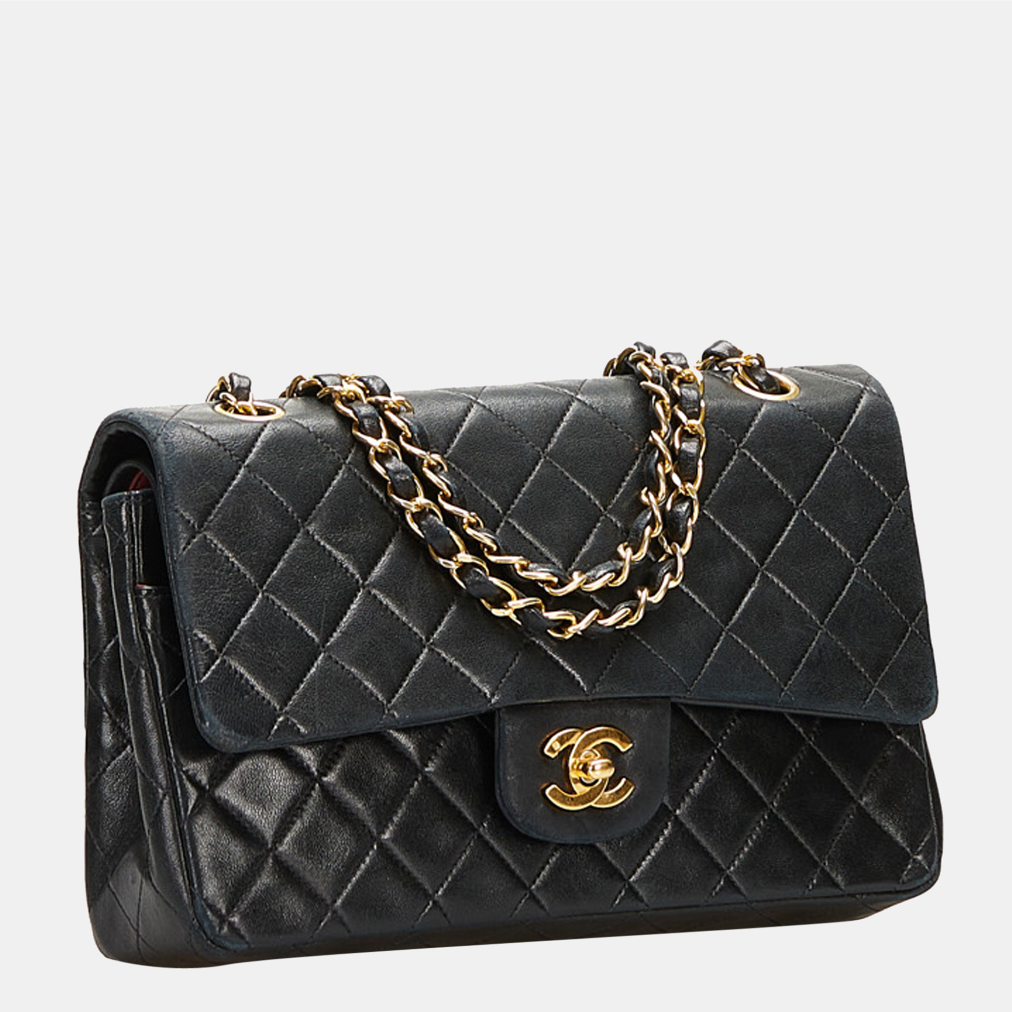 

Chanel Black Classic Medium Lambskin Double Flap Bag
