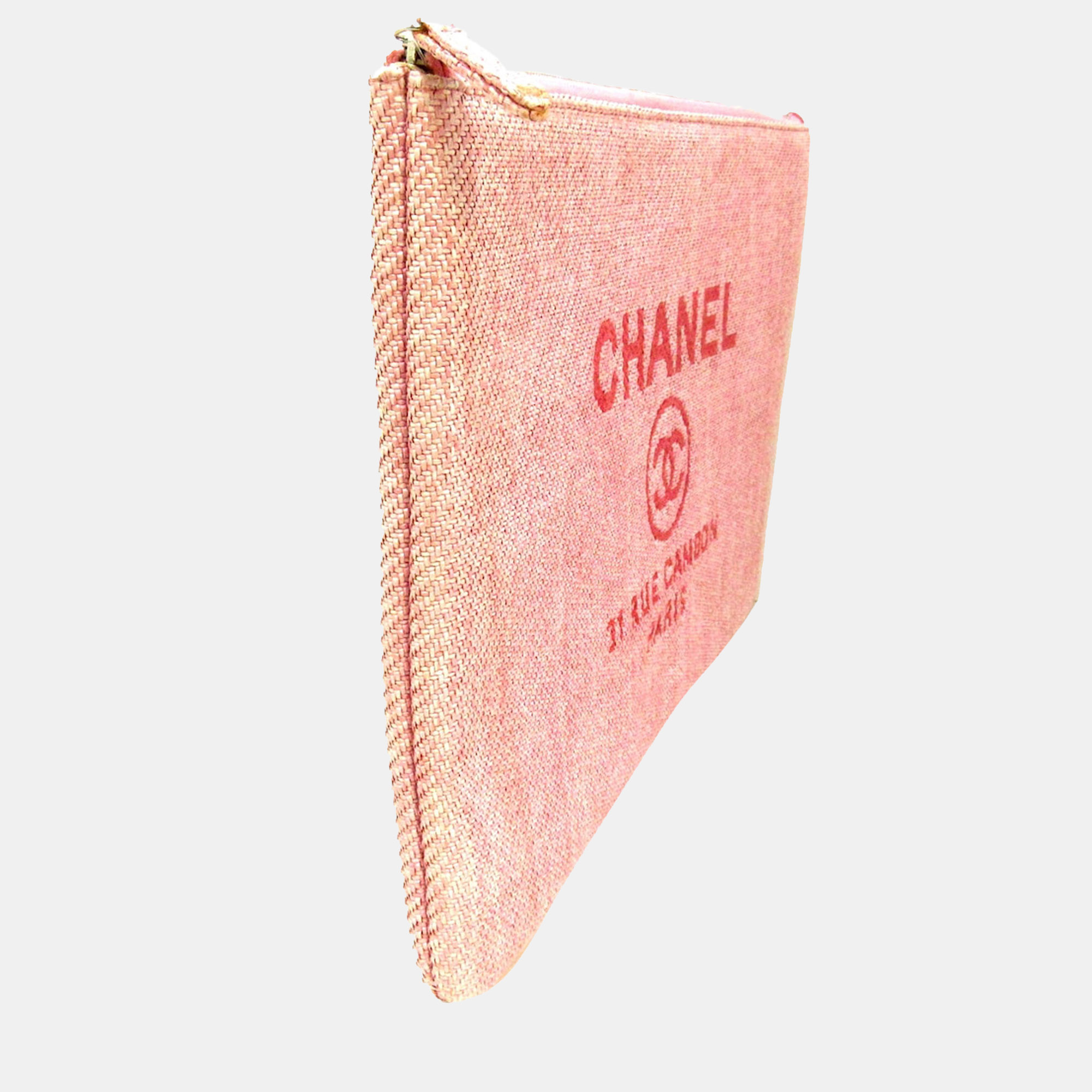

Chanel Pink Deauville O Case Canvas Clutch Bag